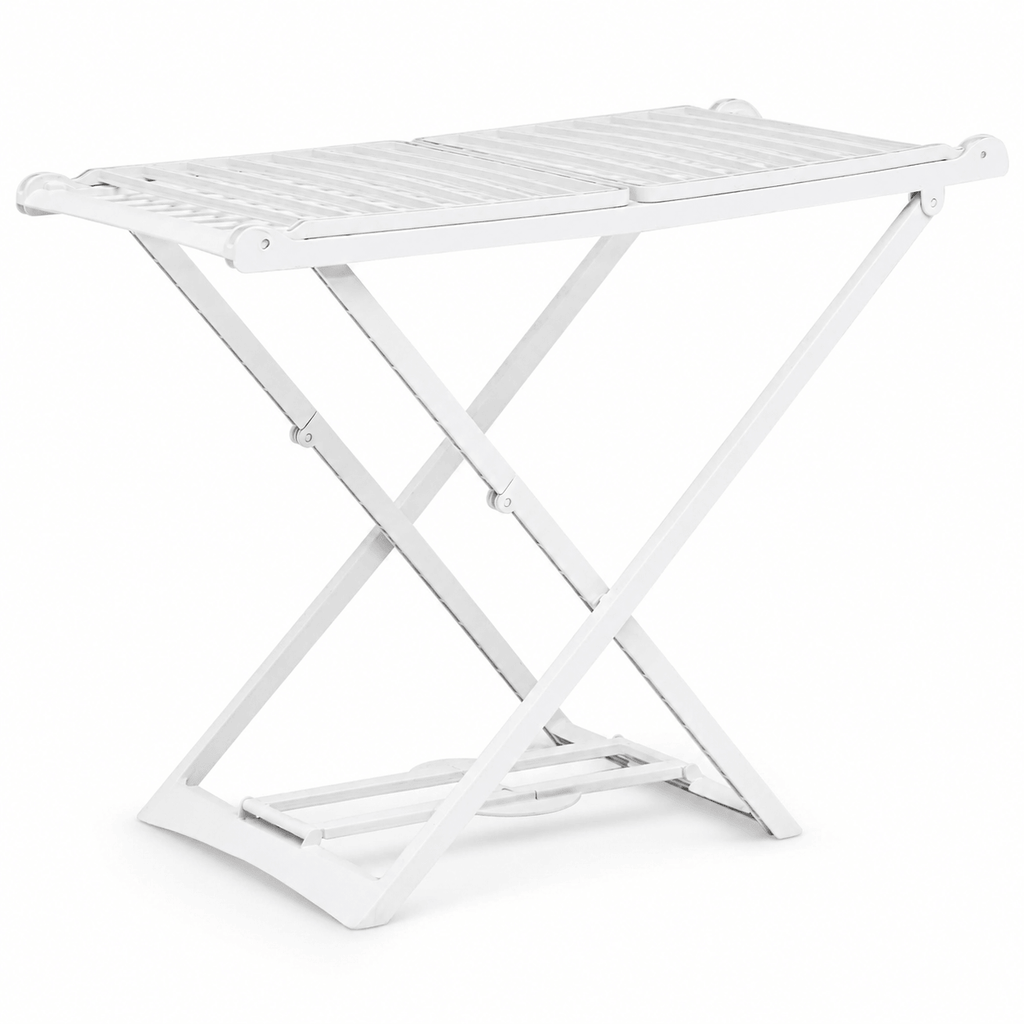 Étendoir à Linge Pliable 2 Ailes Latérales Plastique Blanc 185cm