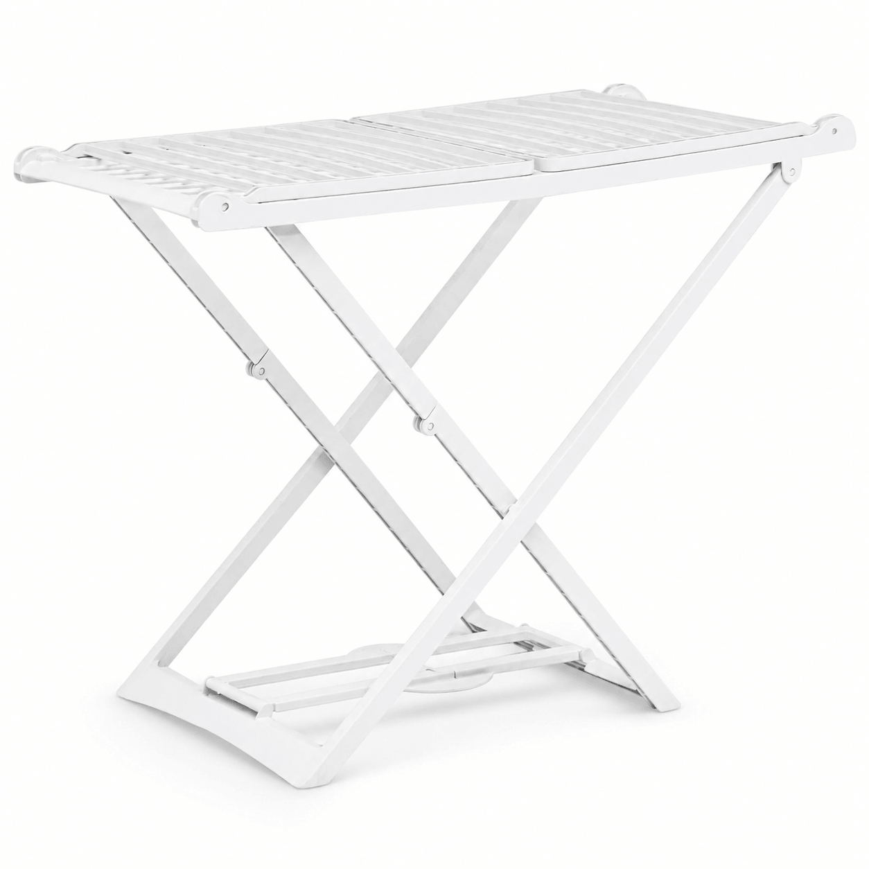 Étendoir à Linge Pliable 2 Ailes Latérales Plastique Blanc 185cm