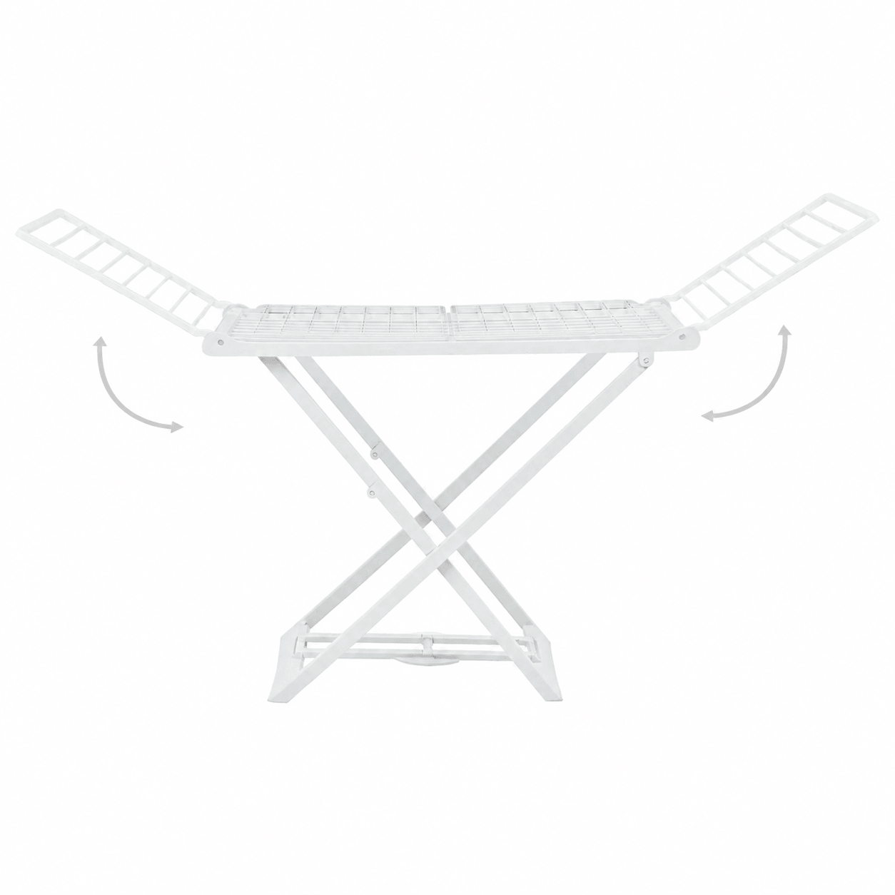 Étendoir à Linge Pliable 2 Ailes Latérales Plastique Blanc 185cm