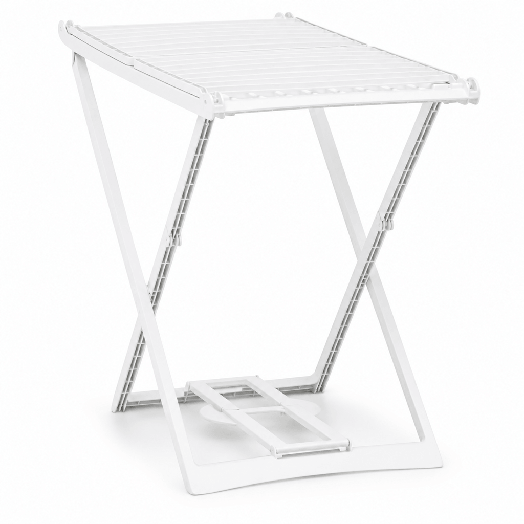 Étendoir à Linge Pliable 2 Ailes Latérales Plastique Blanc 185cm