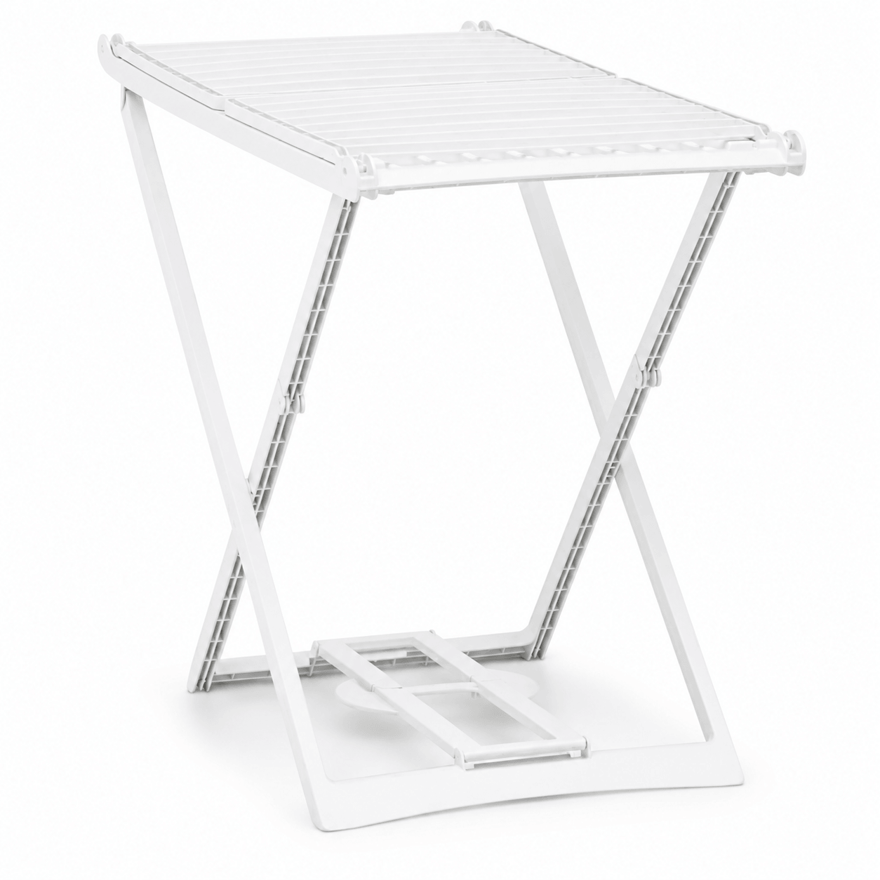 Étendoir à Linge Pliable 2 Ailes Latérales Plastique Blanc 185cm