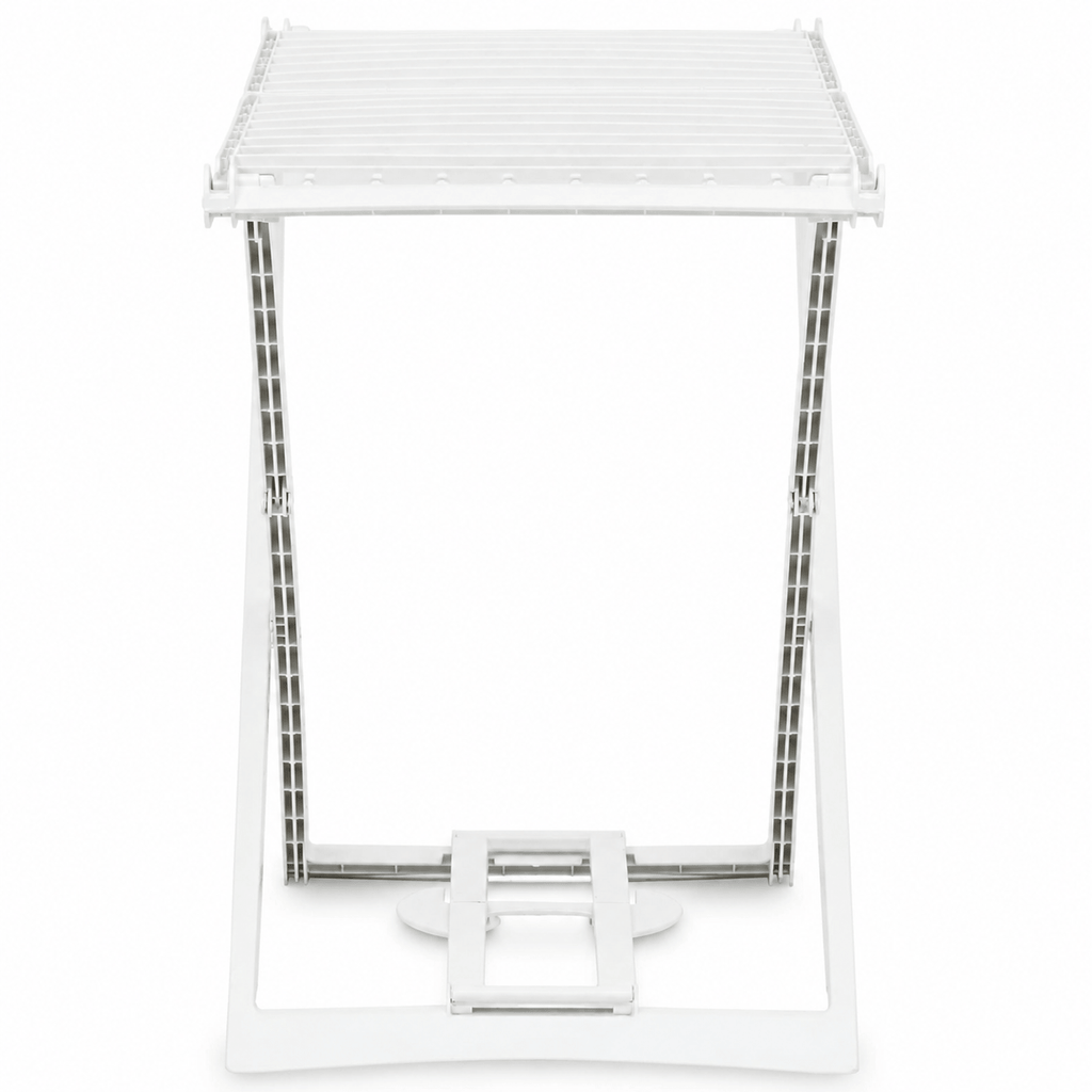 Étendoir à Linge Pliable 2 Ailes Latérales Plastique Blanc 185cm