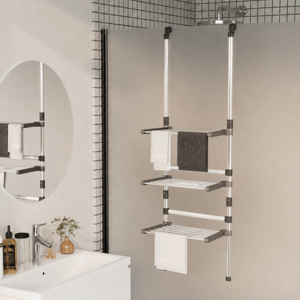 Étendoir à Linge Suspendu Aluminium Hauteur Réglable Pliable