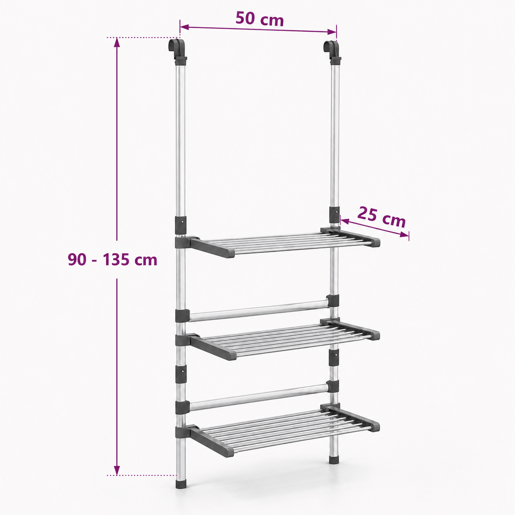 Étendoir à Linge Suspendu Aluminium Hauteur Réglable Pliable