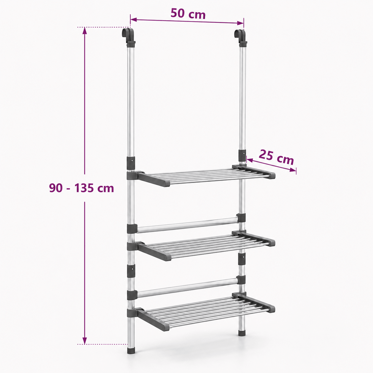 Étendoir à Linge Suspendu Aluminium Hauteur Réglable Pliable