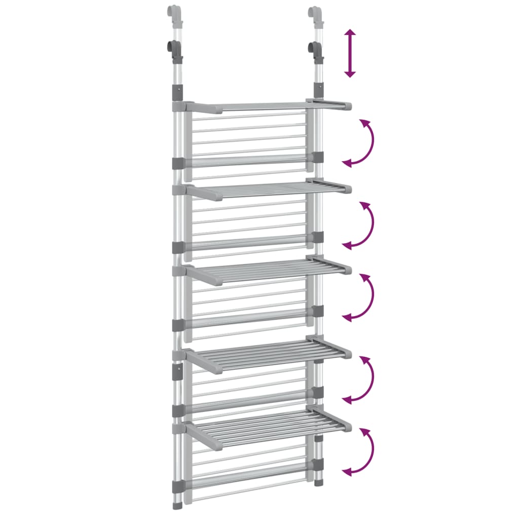 Étendoir à Linge Suspendu Aluminium Hauteur Réglable Pliable
