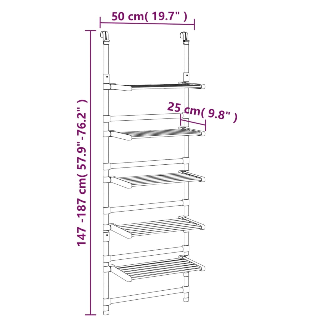 Étendoir à Linge Suspendu Aluminium Hauteur Réglable Pliable