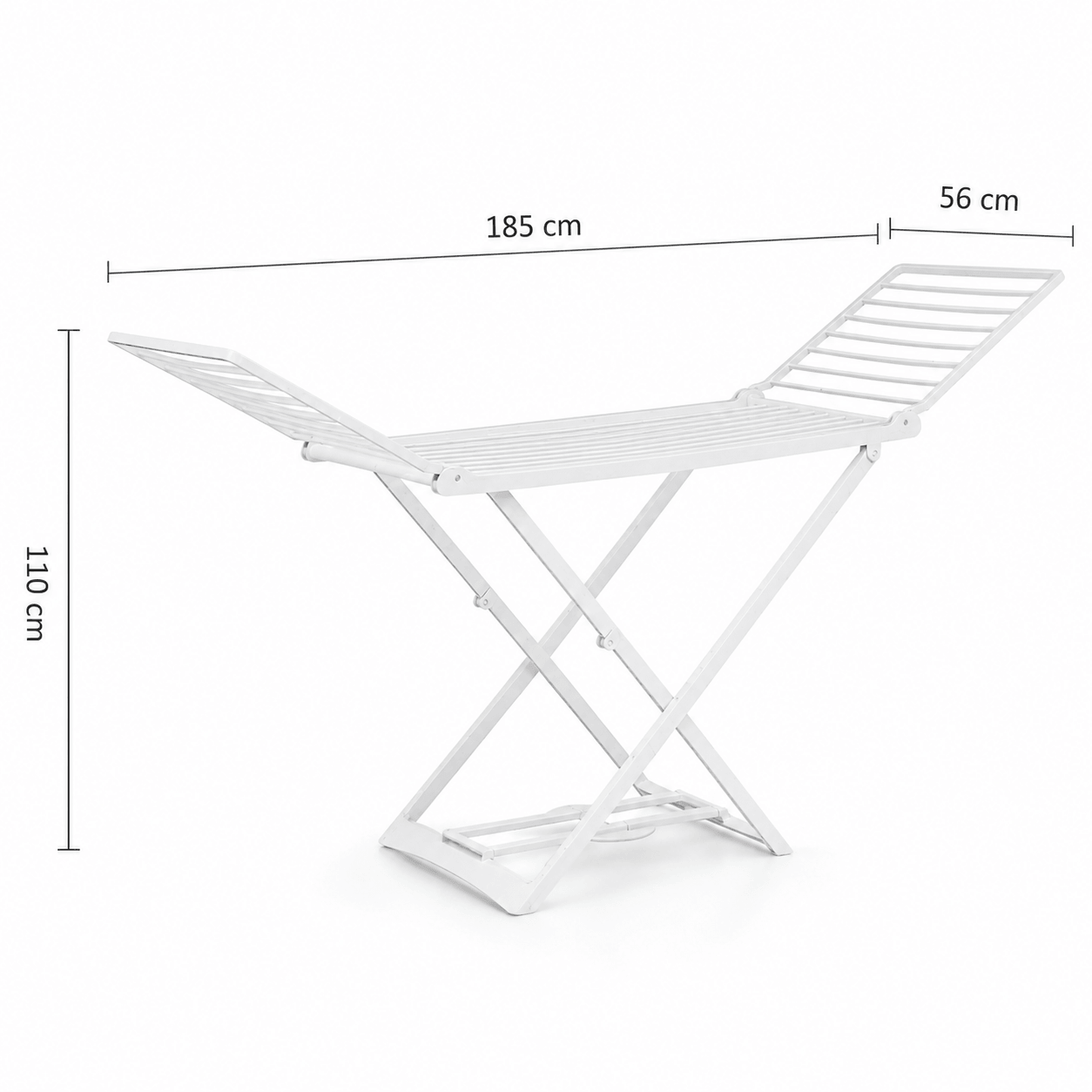 Étendoir à Linge Pliable 2 Ailes Latérales Plastique Blanc 185cm