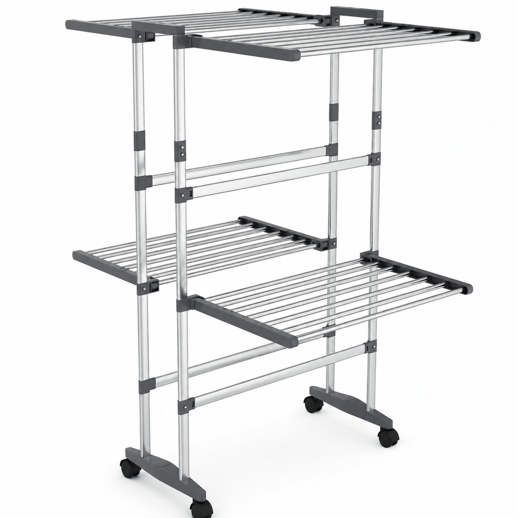 Étendoir à Linge sur Roulettes Aluminium Pliable