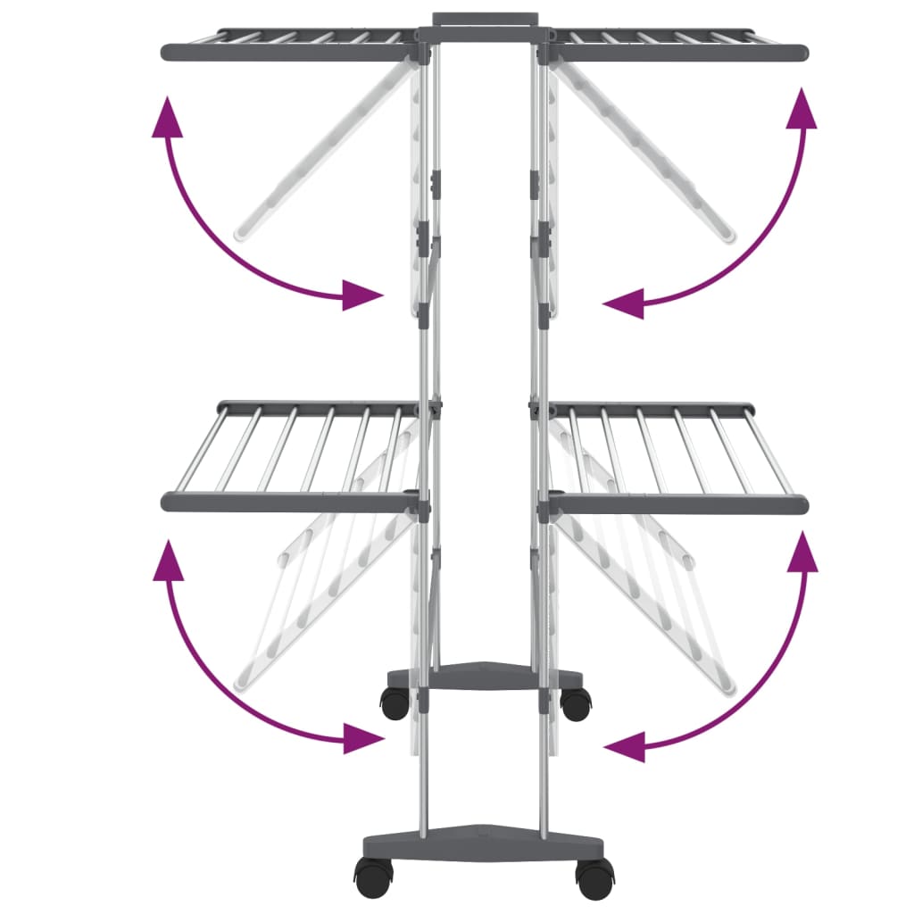 Étendoir à Linge sur Roulettes Aluminium Pliable