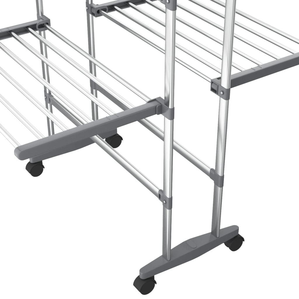 Étendoir à Linge sur Roulettes Aluminium Pliable
