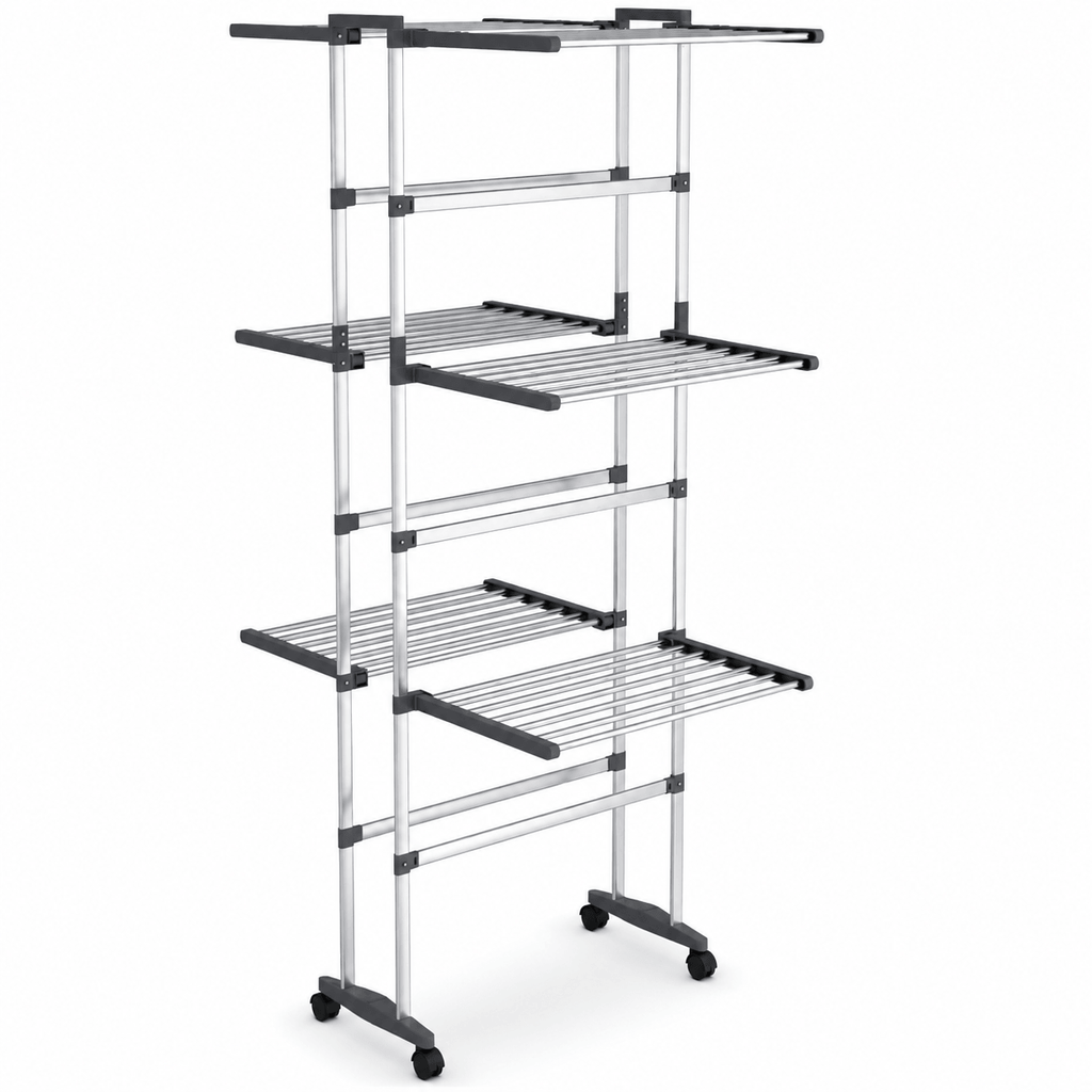 Étendoir à Linge sur Roulettes Aluminium Pliable
