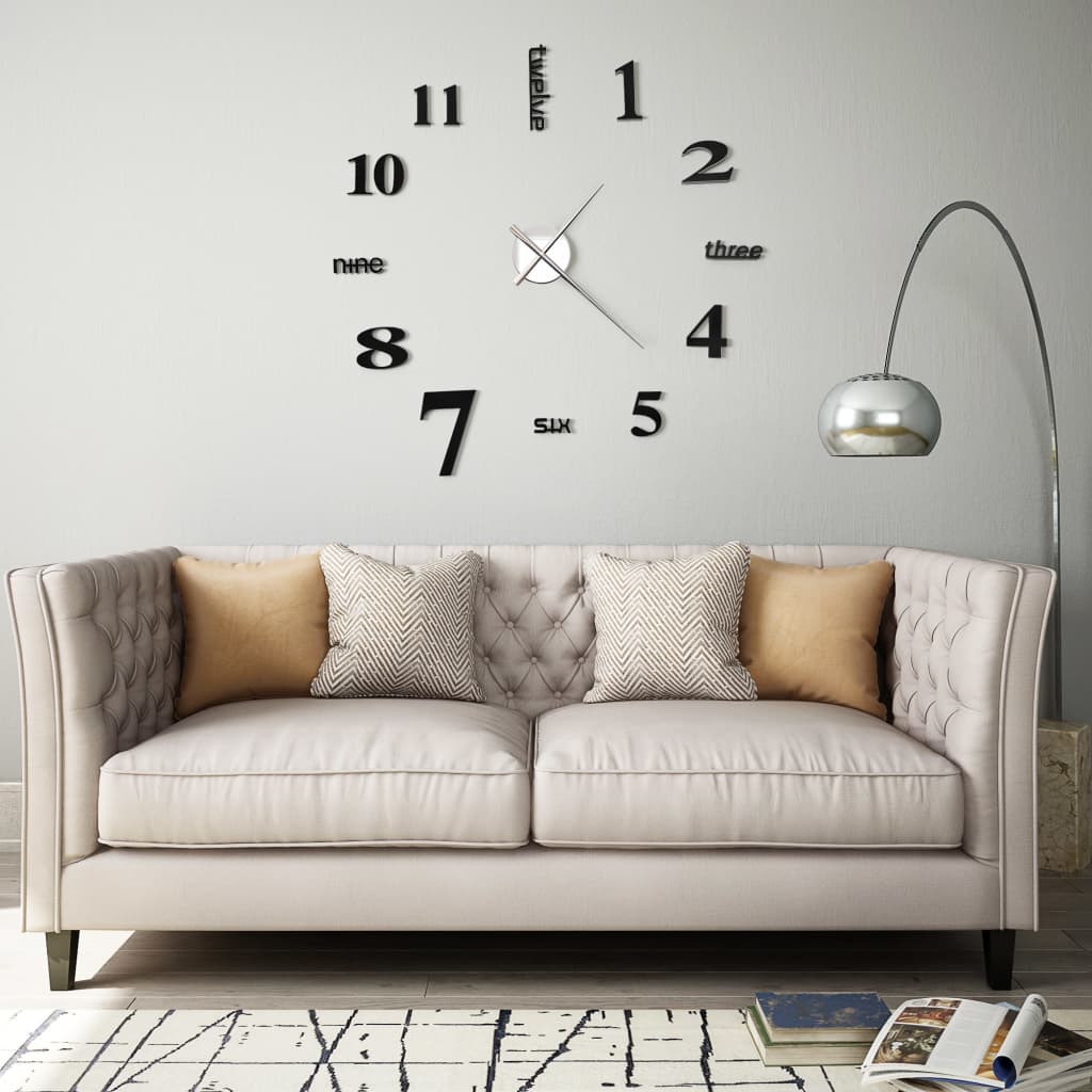 Horloge murale 3D XXL 100 cm - Design moderne DIY