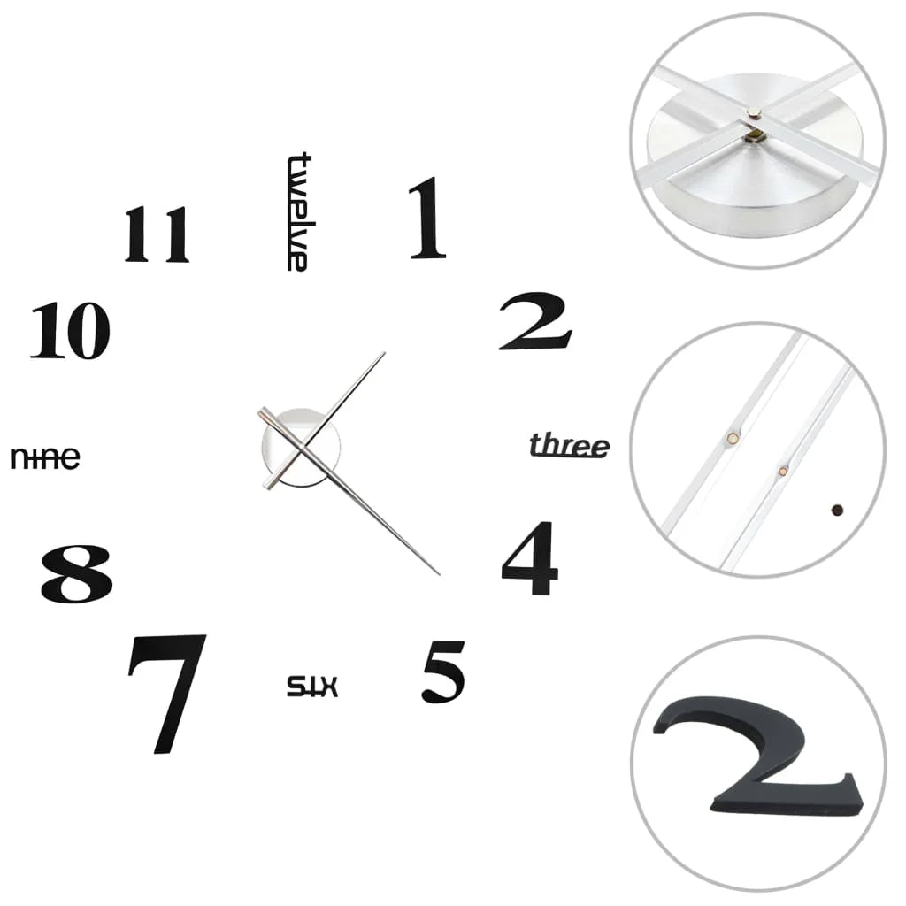 Horloge murale 3D XXL 100 cm - Design moderne DIY