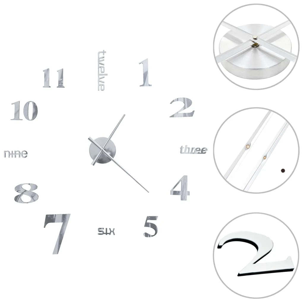 Horloge murale 3D XXL 100 cm - Design moderne DIY