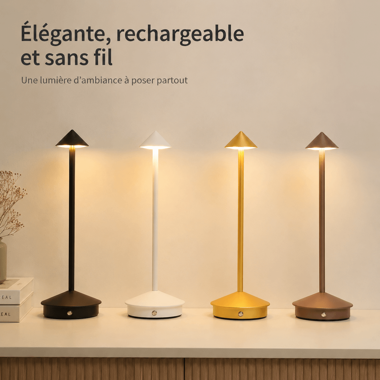 Lampe de Table LED Sans Fil Rechargeable Tactile Aluminium
