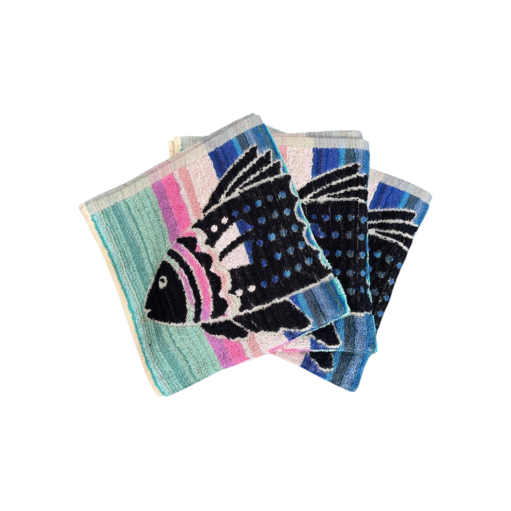 Lot De 3 Torchons De Cuisine En Coton Portugais Motif Poissons Multicolore 50×50cm