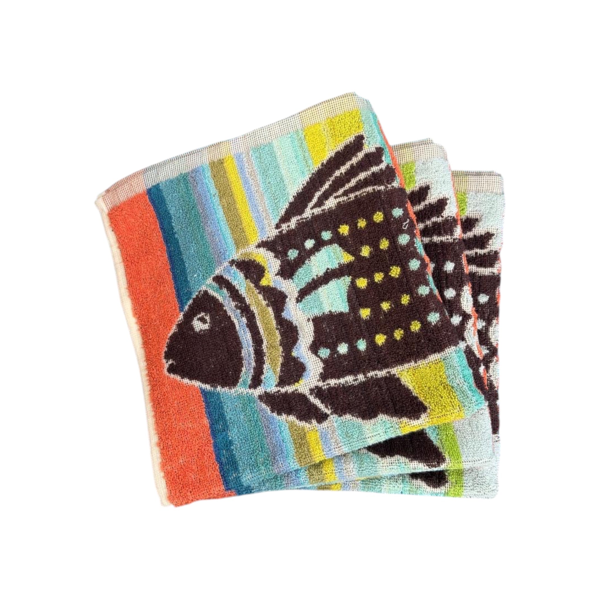 Lot De 3 Torchons De Cuisine En Coton Portugais Motif Poissons Couleurs Vives 50×50cm