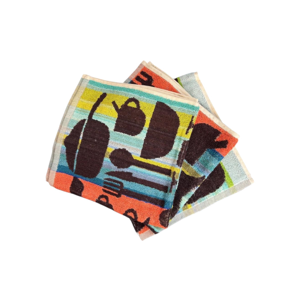 Lot De 3 Torchons De Cuisine En Jacquard Portugais Motif Vaisselle Multicolore 50×50cm