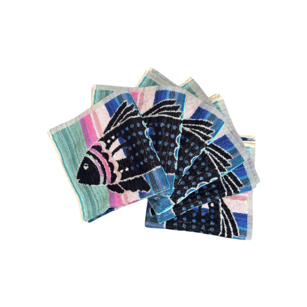 Lot De 6 Torchons De Cuisine En Coton Portugais Motif Poissons Multicolore 50×50cm