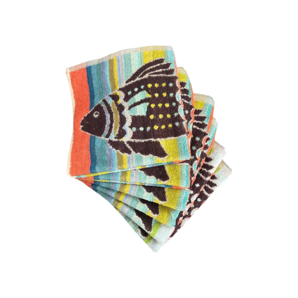 Lot De 6 Torchons De Cuisine En Coton Portugais Motif Poissons Couleurs Vives 50×50cm