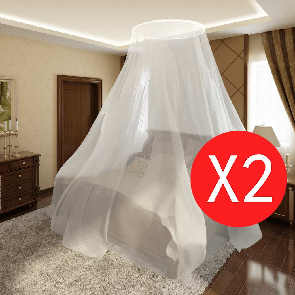 Round Bed Mosquito Net 230 cm – Mosquito Net Bed Canopy Set of 2