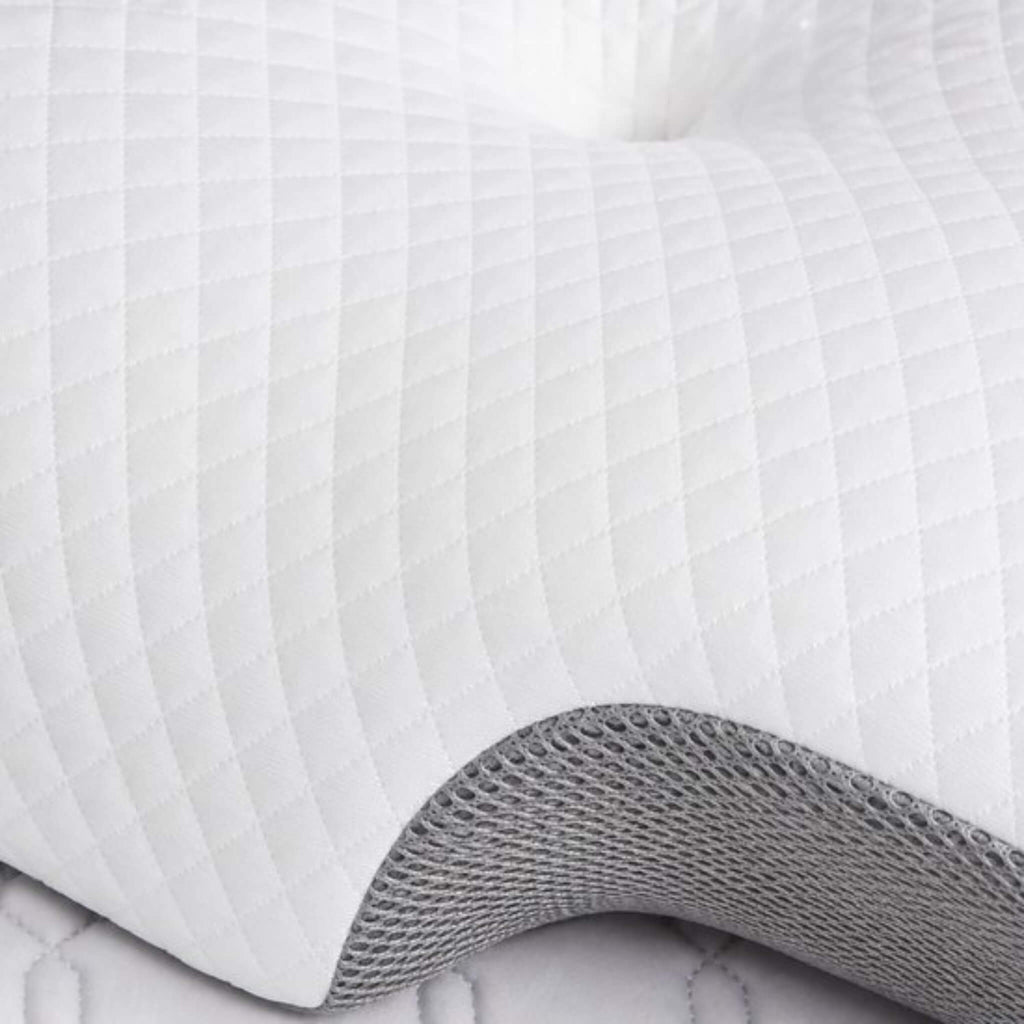 Oreiller Ergonomique Mémoire de Forme Contour Cervical 64x37,5 cm Blanc/Gris