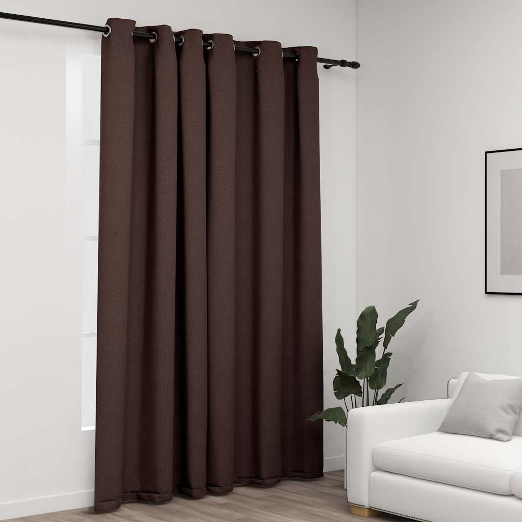 Rideau occultant aspect lin grande largeur 290x245 cm - Finition oeillets