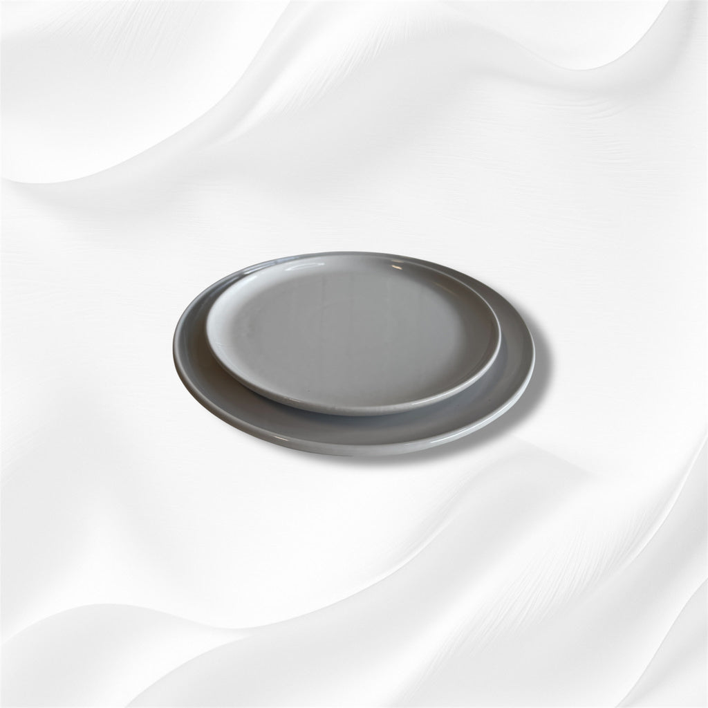 White Stoneware Dinner Plate Set with Glossy Finish