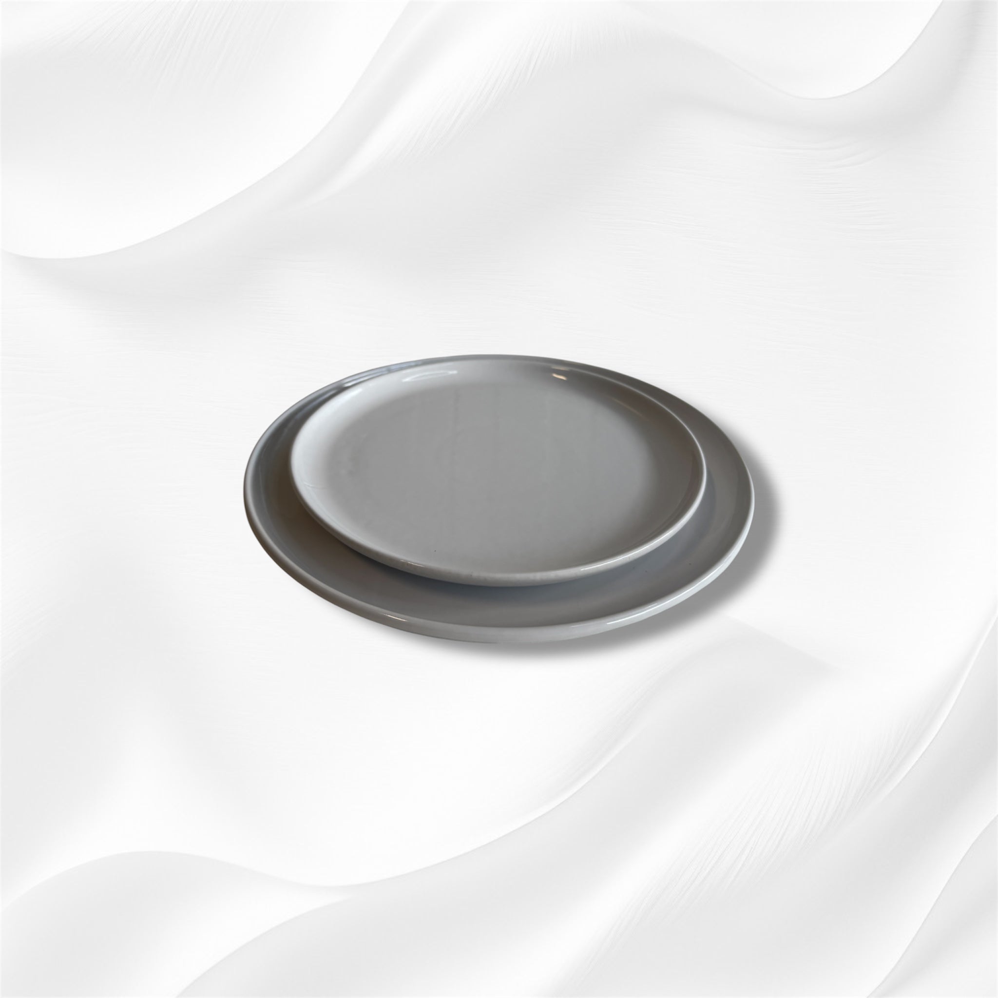 White Stoneware Dinner Plate Set with Glossy Finish