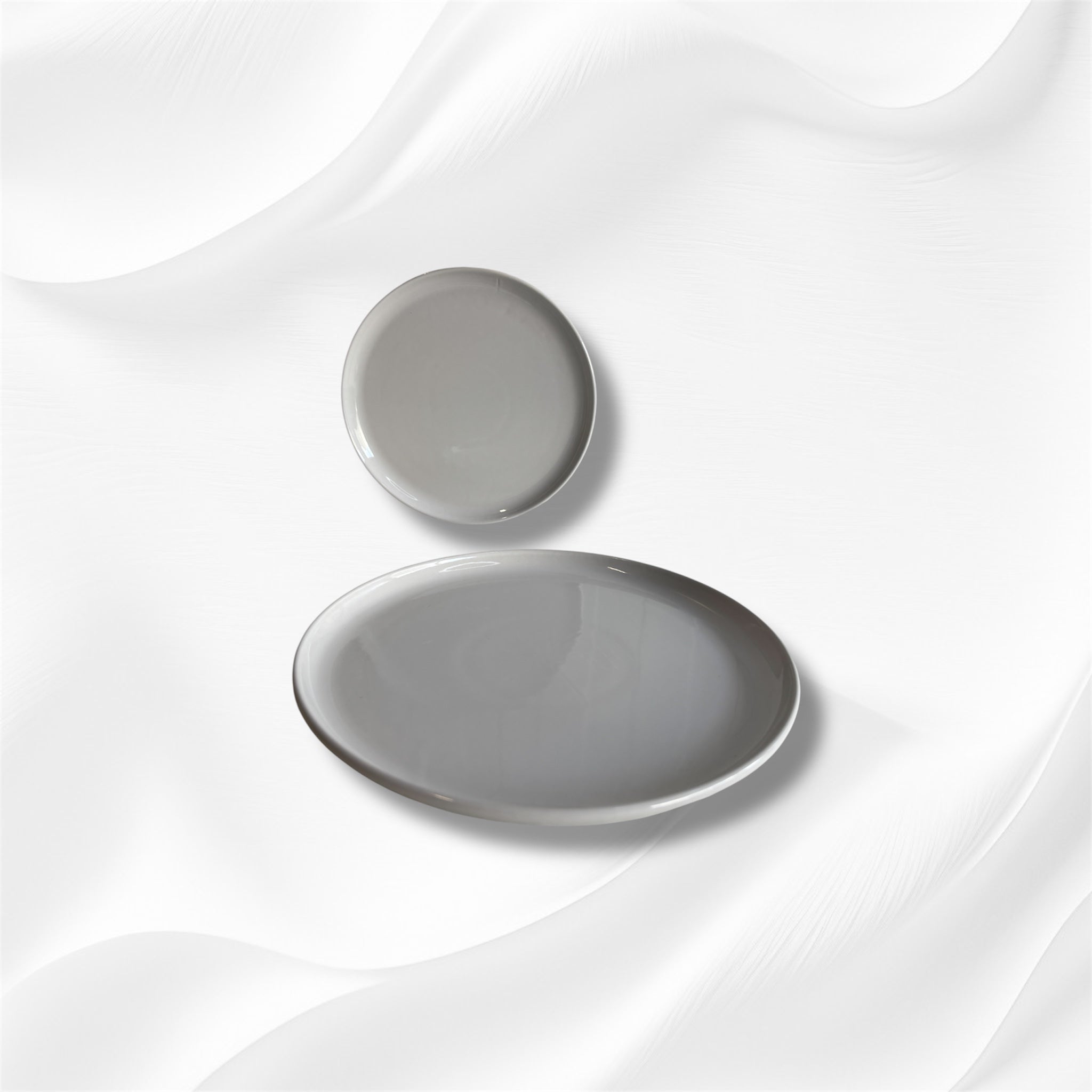 White Stoneware Dinner Plate Set with Glossy Finish