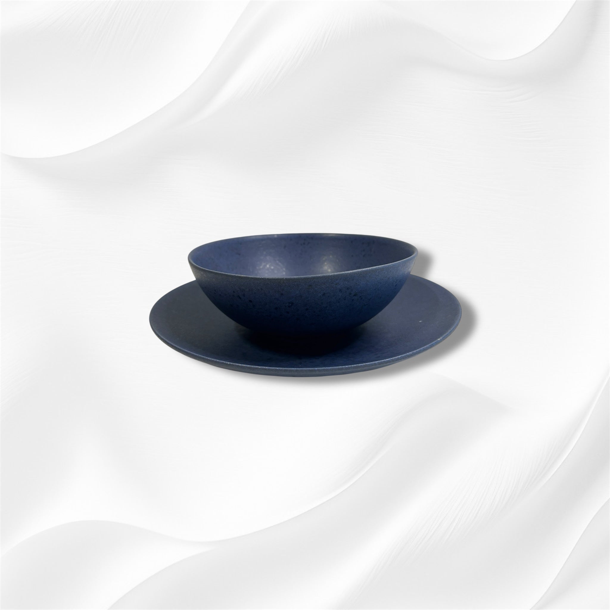 Deep Blue Ceramic Dinner Plate and Bowl Set with Matte Finish