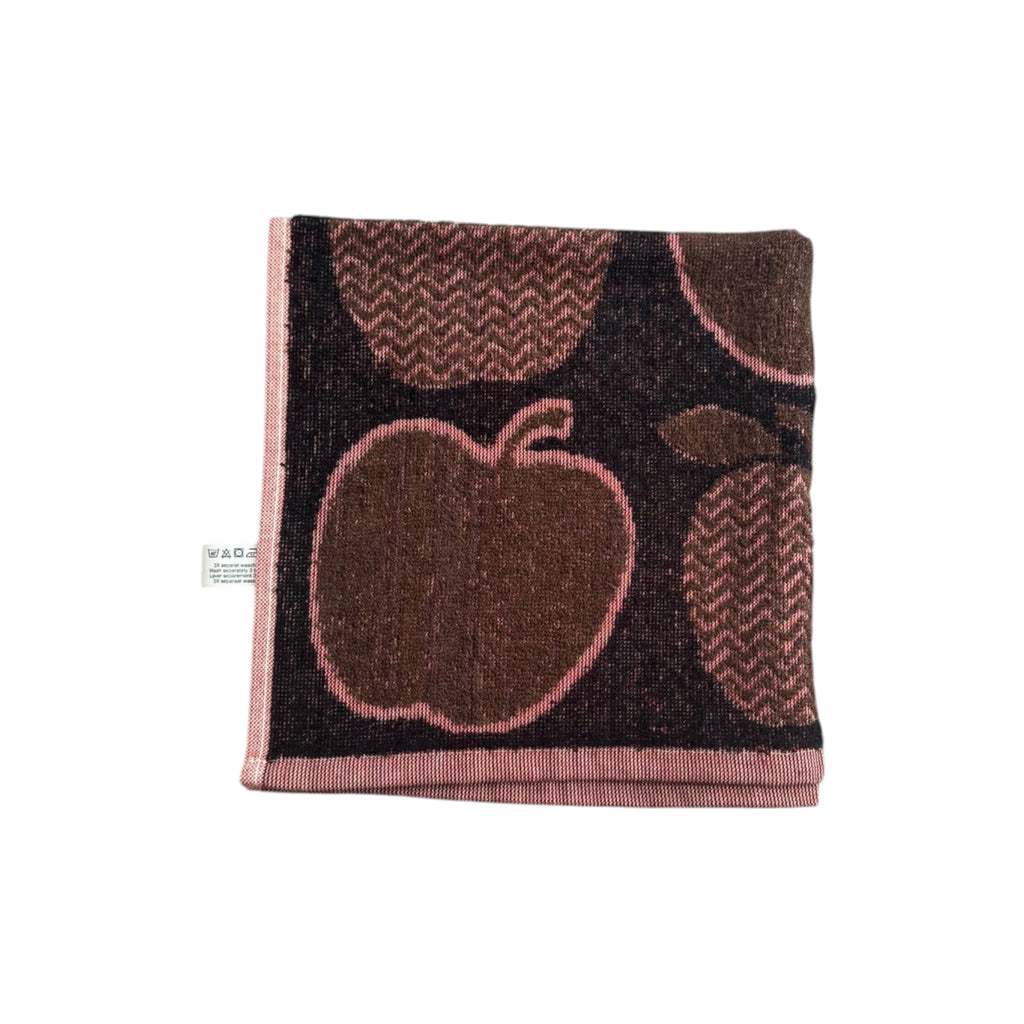 Lot De 6 Torchons De Cuisine En Jacquard Portugais Motif Pommes Rose Et Marron 50×50cm