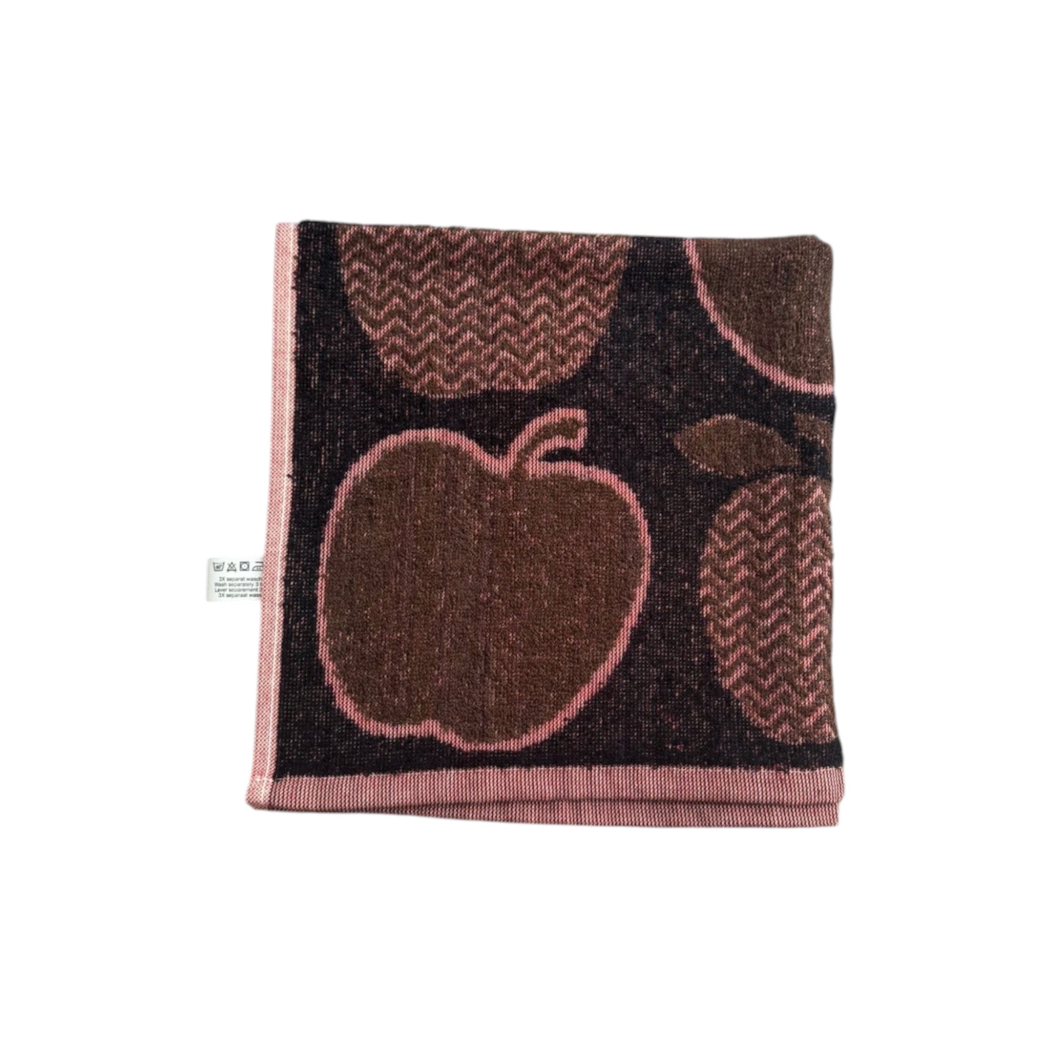Lot De 6 Torchons De Cuisine En Jacquard Portugais Motif Pommes Rose Et Marron 50×50cm