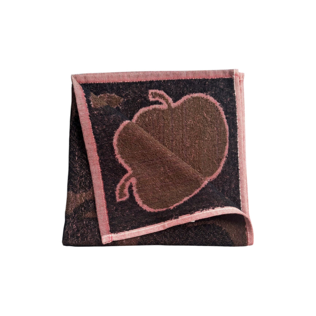 Lot De 6 Torchons De Cuisine En Jacquard Portugais Motif Pommes Rose Et Marron 50×50cm