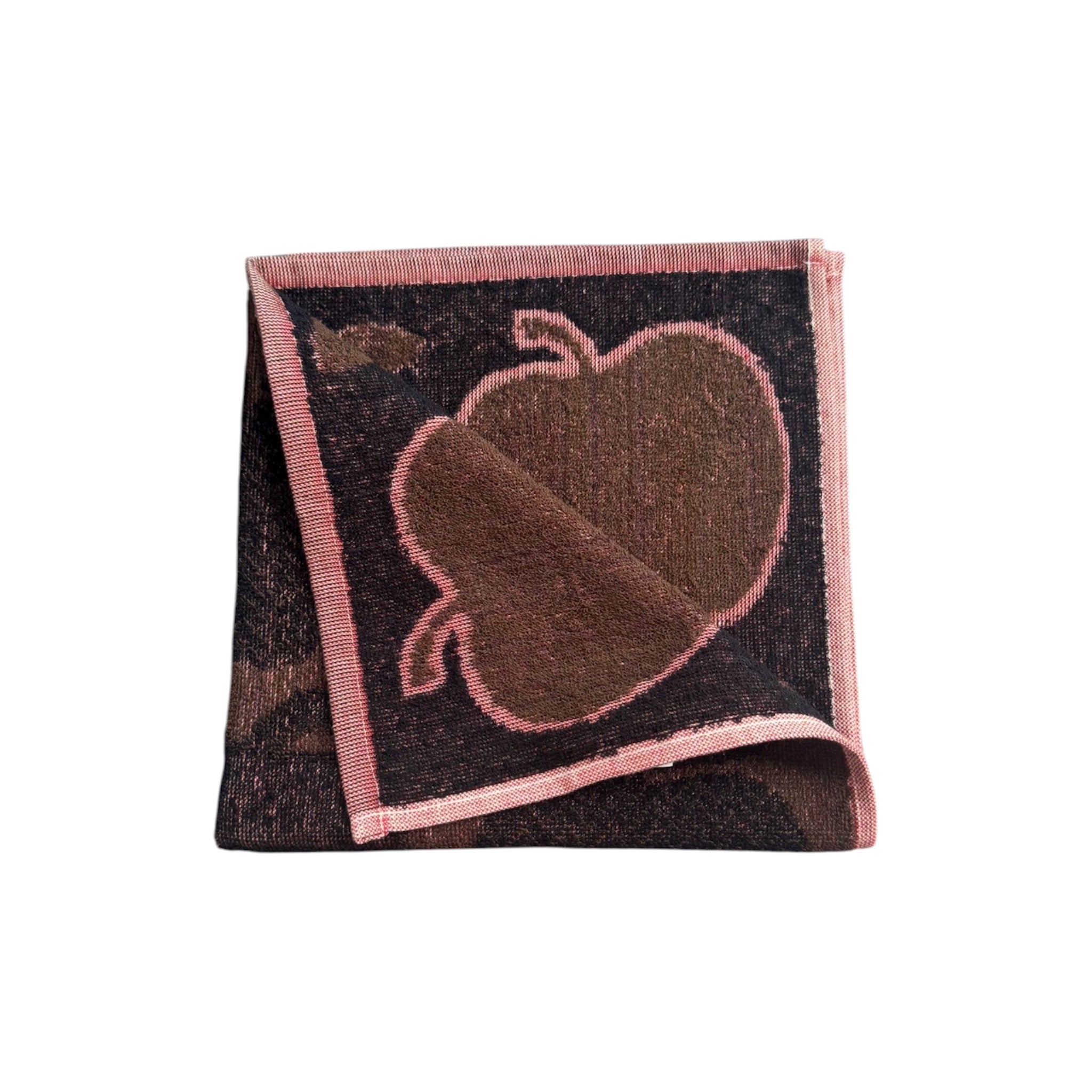 Lot De 6 Torchons De Cuisine En Jacquard Portugais Motif Pommes Rose Et Marron 50×50cm