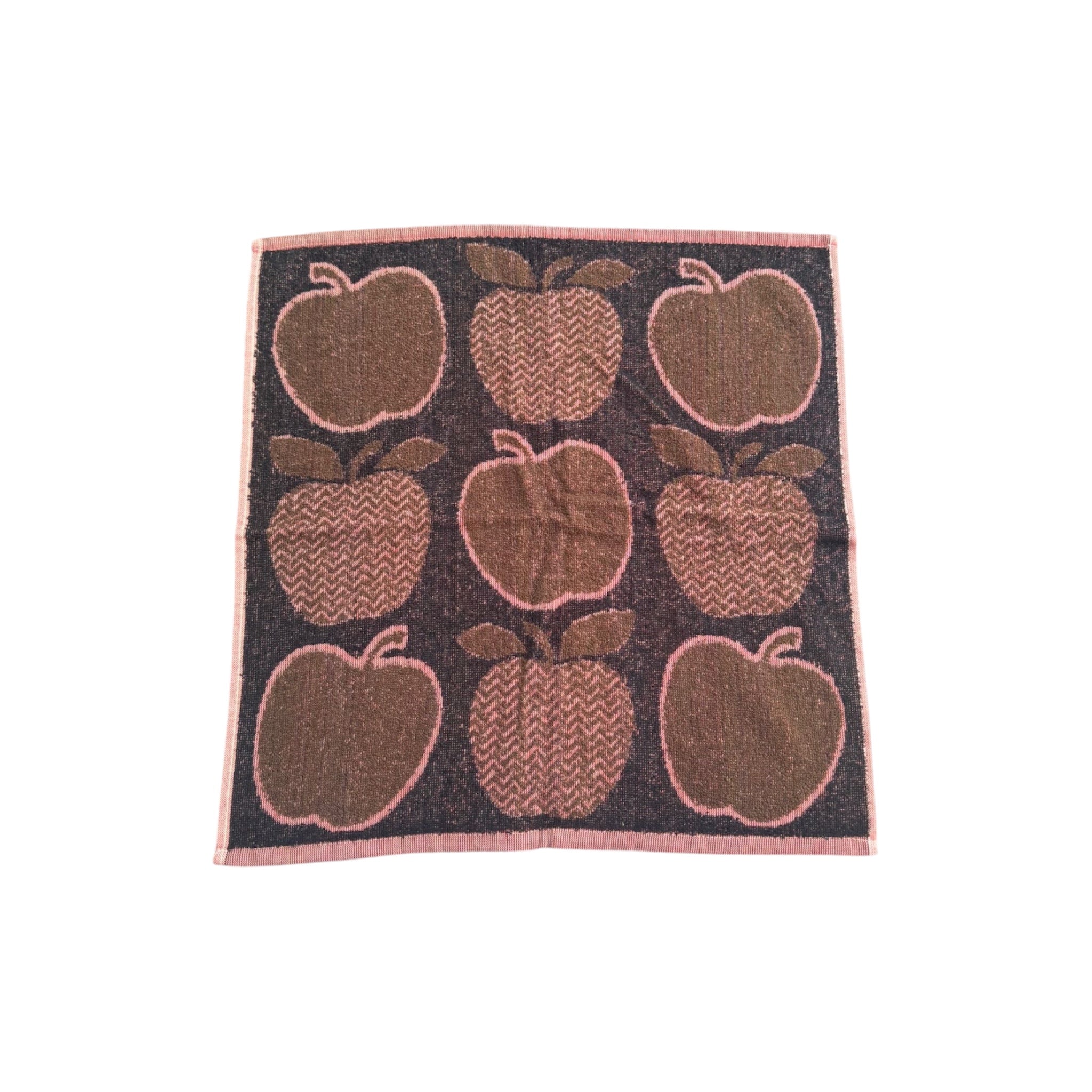 Lot De 6 Torchons De Cuisine En Jacquard Portugais Motif Pommes Rose Et Marron 50×50cm