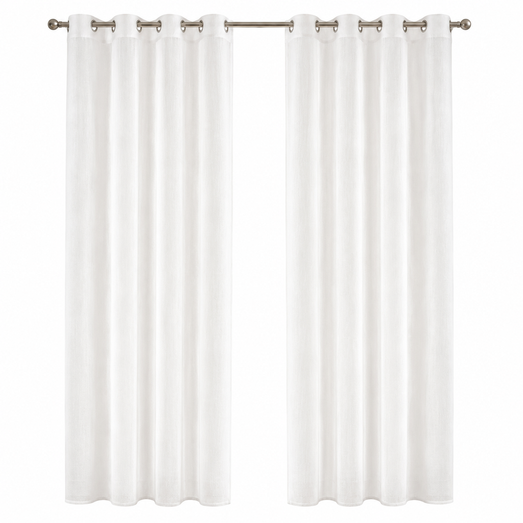 Lot de 2 rideaux voilages blancs 140x240 cm à oeillets transparents