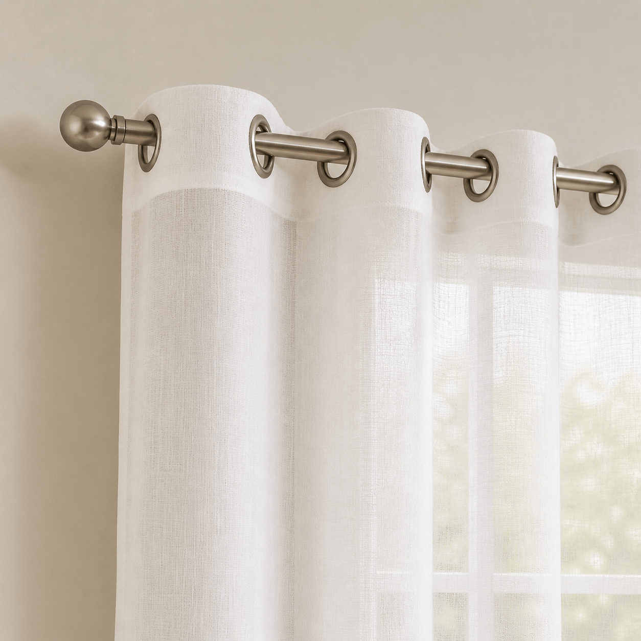 Lot de 2 rideaux voilages blancs 140x240 cm à oeillets transparents